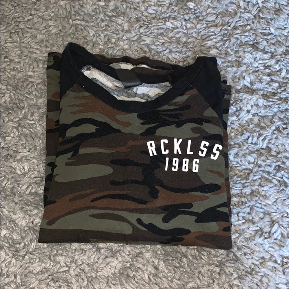 PACSUN CAMO BASEBALL TEE